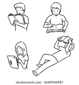 vector set of reader cartoon