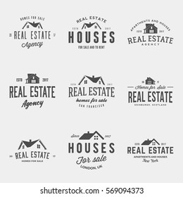 vector set of real estate agency logos, emblems and design elements.homes and apartments logotype templates and badges.