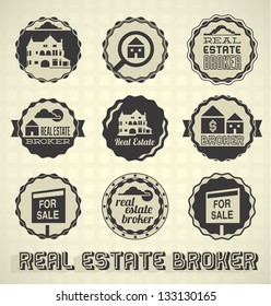 Vector Set: Real Estate Broker Labels and Icons