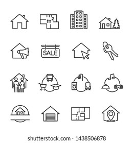 Vector set of real estate line icons.