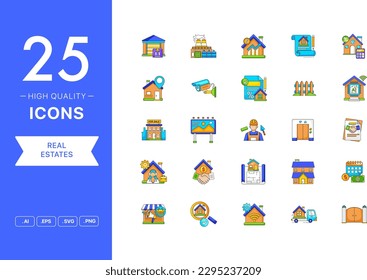 Juego de vectores de iconos de bienes raíces