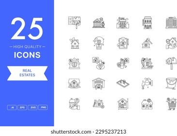 Vector set of Real Estates icons