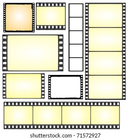 vector set of real and grunge film frames