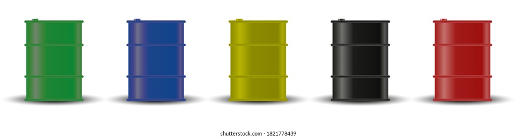 Vector set of realistic barrels of various colors