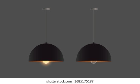 Vector set of realistic black chandeliers. Ceiling lamp. Loft style. Element for interior design.