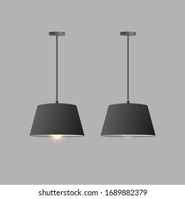 Vector set of realistic black chandeliers. Ceiling lamp. Loft style. Element for interior design.