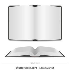 Vector set of realistic books.
Open book with empty sheets isolated on a white background.
