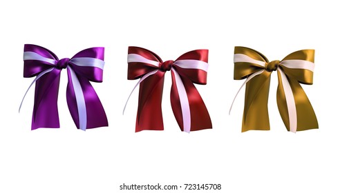 Vector set of realistic bows. Beautiful bows gift decors