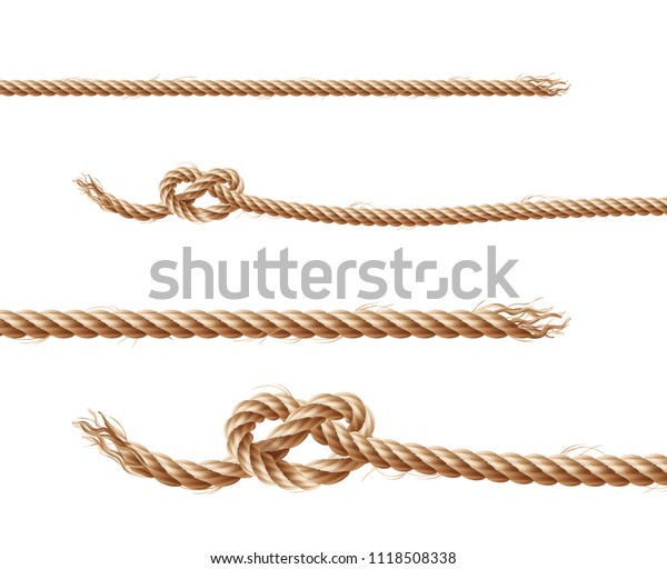 Vector Set Realistic Brown Ropes Jute Stock Vector (royalty Free 