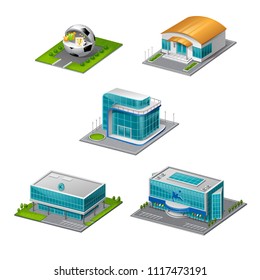 vector set of realistic buildings sports facility 3d arena