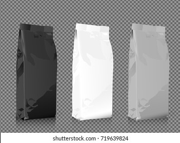 Vector set of realistic coffee/tea packs isolated on transparent background