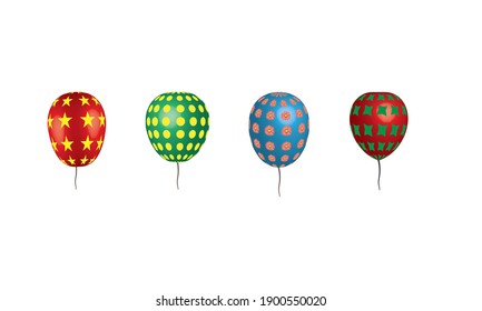 Vector set of realistic colorful 3d balloons for template decoration and invitation on the transparent background. Concept of anniversary and birthday celebration.
