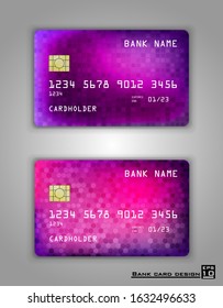 Vector set Realistic credit bank card mockup. Black gradient pattern.