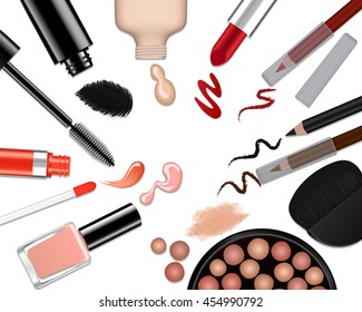 Vector set realistic decorative cosmetics