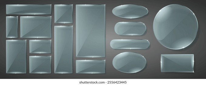 Vector set of realistic glass billboards for decoration and covering.