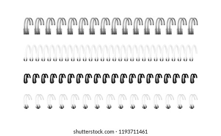 Vector set realistic images (layout  mockup) silver  black   white spirals for notebook  calendar  drawing album: perspective view  The image was created using gradient mesh  EPS 10 