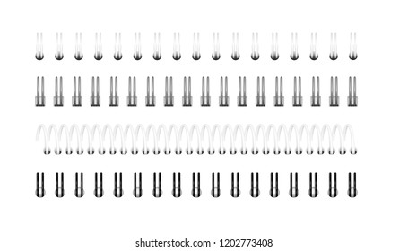 Vector set of realistic images (layout, mockup) of silver, black and white spirals for notebook, calendar, drawing album: a top view. The image was created using gradient mesh. EPS 10.