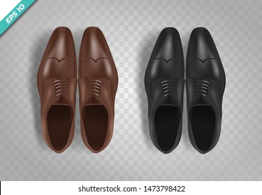 vector set of realistic images of men's shoes black and brown