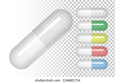 Vector set of realistic images of tablets (pills, vitamins) of oval shape. Image was created using gradient mesh.  EPS 10.