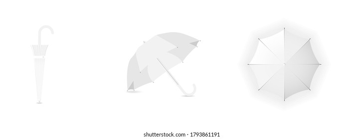 vector set of realistic images of white umbrellas