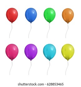 Vector set of realistic isolated balloons for celebration and decoration on the white background.