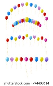 Vector set of realistic isolated balloons for celebration and decoration on the white background.