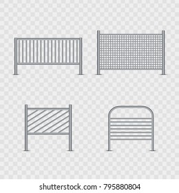 Vector Set Of Realistic Isolated Barricade For Decoration And Covering On The Transparent Background. Concept Of Barrier, Fence And Security.