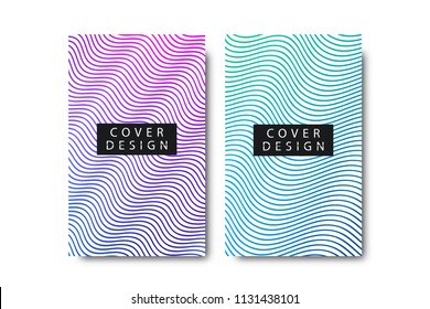 Vector set of realistic isolated brochure with zigzag abstract minimalistic shapes for decoration and covering on the white background.