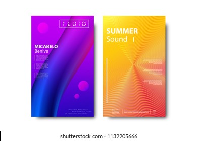 Vector set of realistic isolated brochure with fluid and dynamic shapes for summer party for decoration and covering on the white background.