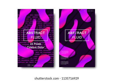 Vector set of realistic isolated brochure with liquid and lava lamp shapes design for decoration and covering on the white background.