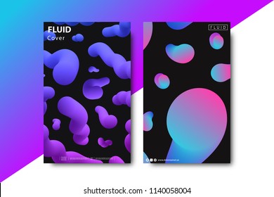 Vector set of realistic isolated brochure with liquid and lava lamp shapes design for decoration and covering on the white background.