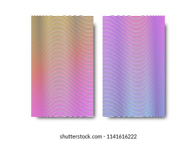 Vector set of realistic isolated brochure with zigzag abstract minimalistic shapes for decoration and covering on the white background.