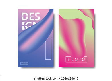 Vektorset von realistischen, isolierten Broschüren mit geometrischen Farbflüssigkeitsformen für Dekoration und Abdeckung.
