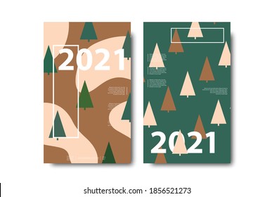 Vector set of realistic isolated brochures for 2021 New Year for decoration and covering.