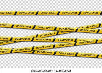 Vector Set Of Realistic Isolated Caution Tape With Do Not Cross Sign For Decoration And Covering On The Transparent Background. Concept Of Barricade, Danger And Crime Scene.