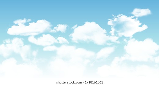 Vector set of realistic isolated cloud on the blue background. Vector illustration