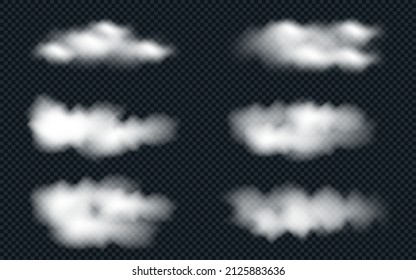 Vector set of realistic isolated cloud on the transparent background.