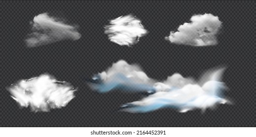 Vector set of realistic isolated cloud on the transparent background. Vector.