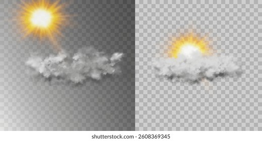 Vector set of realistic isolated cloud on the transparent background.