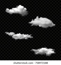 Vector set of realistic isolated cloud on the transparent background.