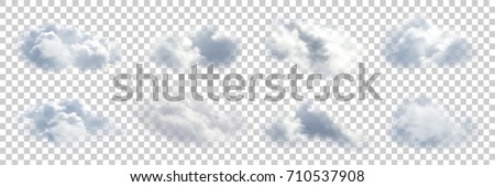 Vector set of realistic isolated cloud on the transparent background.