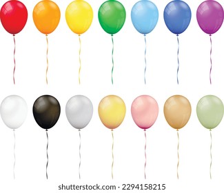Conjunto vectorial de globos coloreados y realistas