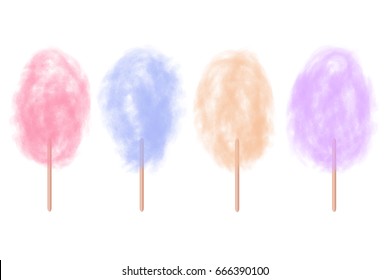 Vector set of realistic isolated cotton sugar candy on the white background.