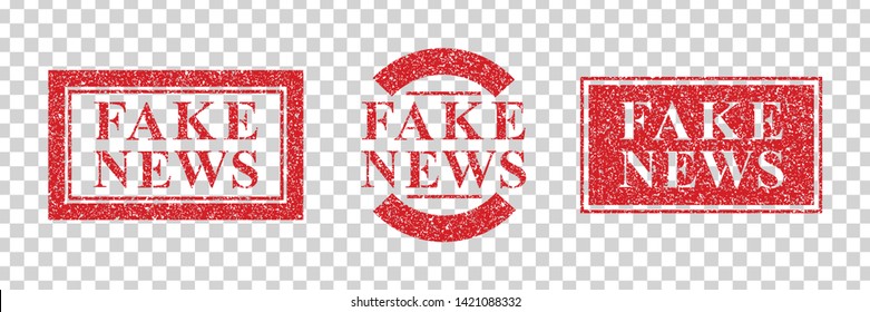 Vector set of realistic isolated grunge rubber stamp of Fake News logo for template decoration on the transparent background.