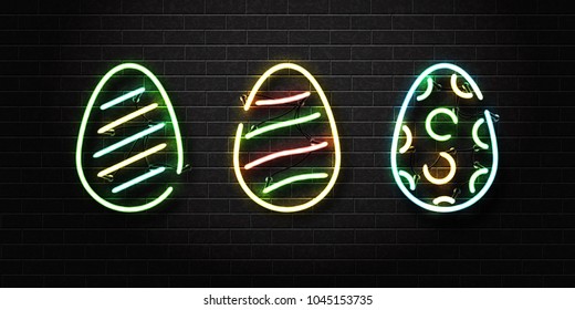 Vector set of realistic isolated neon sign of easter egg for decoration and covering on the wall background. Concept of Happy Easter.
