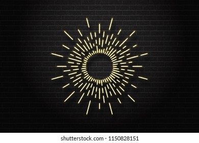 Vector set of realistic isolated neon sign of sunburst for decoration and covering on the wall background.