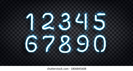 Vector set of realistic isolated neon sign of Numbers logo for template decoration and layout covering on the transparent background.
