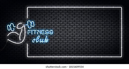 Vector set of realistic isolated neon sign of Gym and Fitness Center logo for decoration and covering on the wall background.
Vector set of realistic isolated neon sign of Gym and Fitness Center logo 