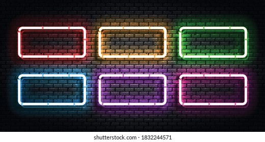 Vector set of realistic isolated neon sign of frame for template and layout. - Powered by Shutterstock - Get 15% off with code: PIKWIZARD15