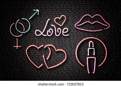 Vector Set Realistic Isolated Neon Erotic Stock Vector (Royalty Free